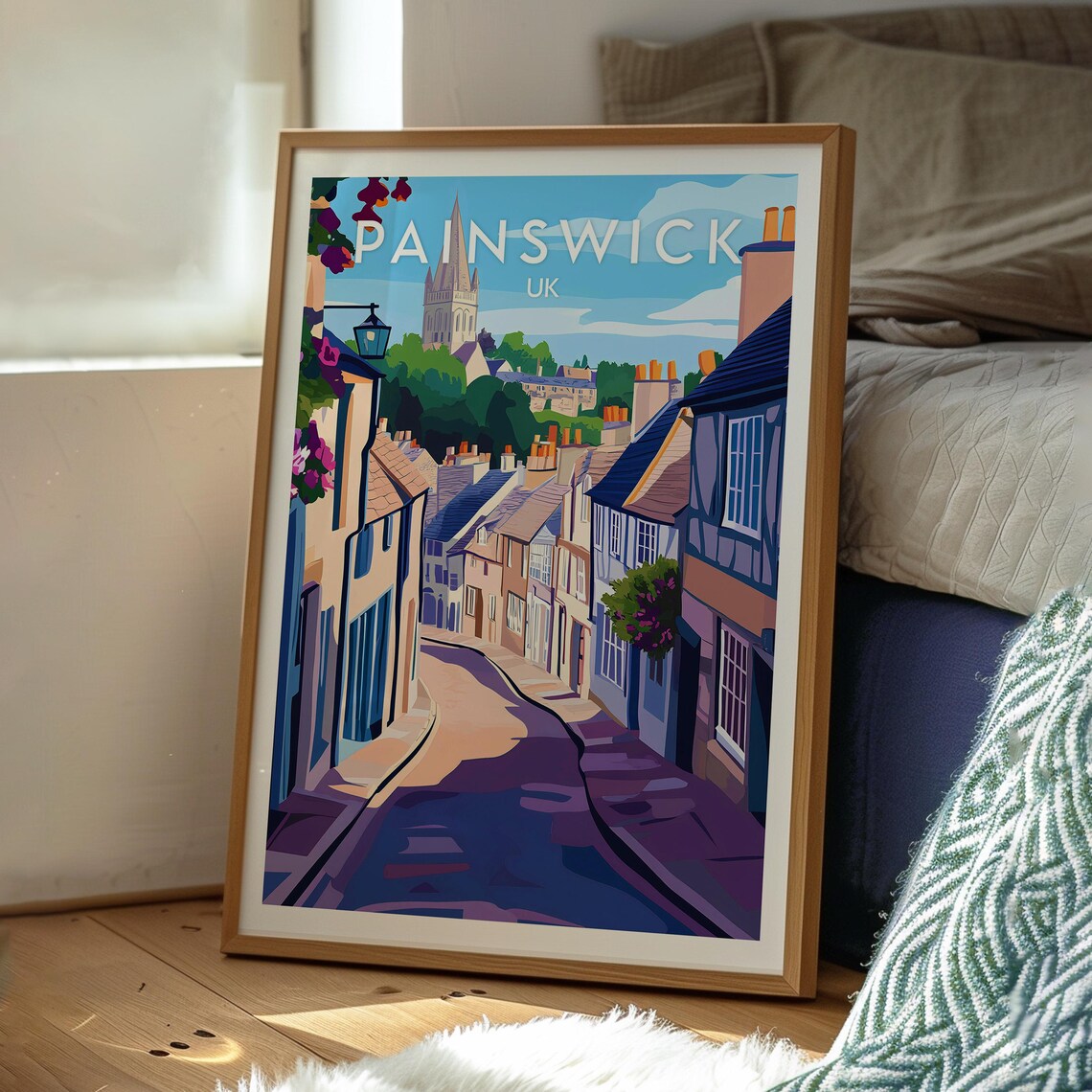Painswick UK Charming Cotswold Street Church Village Travel Poster - Image 3