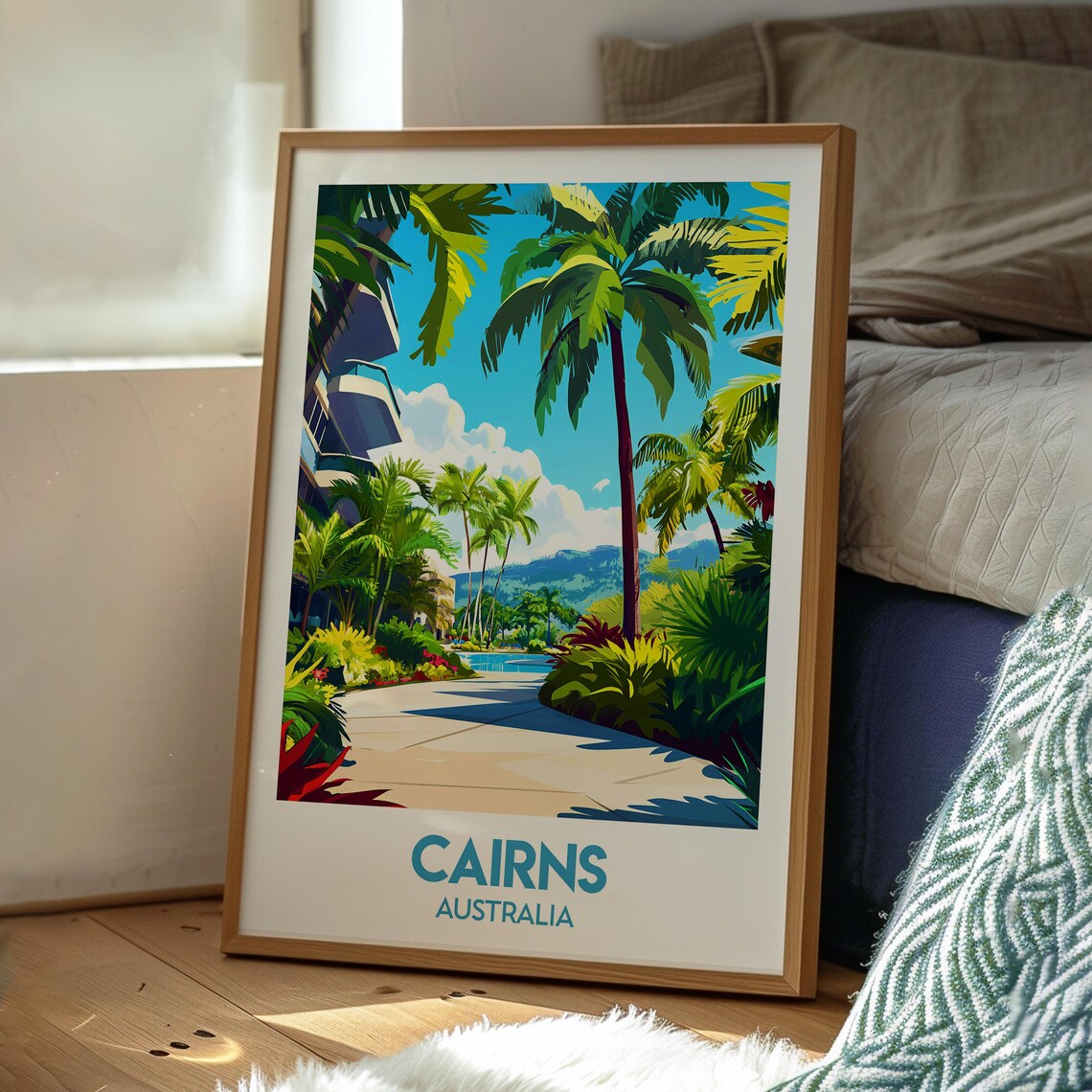 Cairns Australia Tropical Palm Resort Pathway Escape Travel Poster - Image 3
