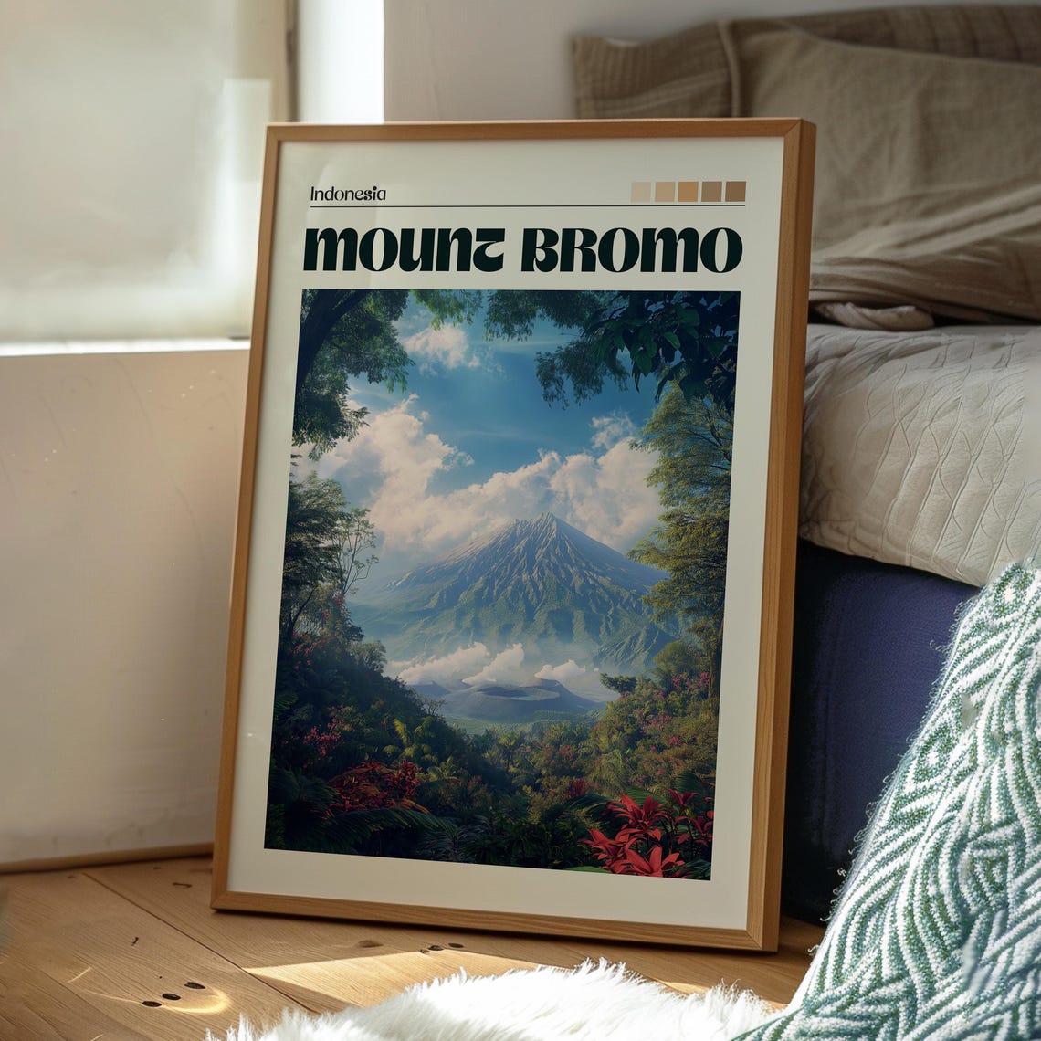 Mount Bromo Travel Print Hiking Wall Art East Java Indonesia Poster Backpacking Gift - Image 3
