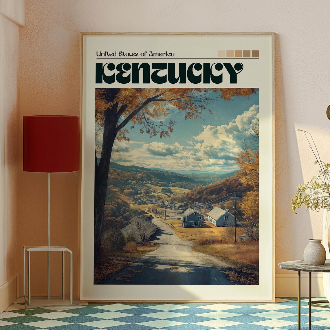 Kentucky United States Autumn Valley Road Countryside Art Poster - Image 2