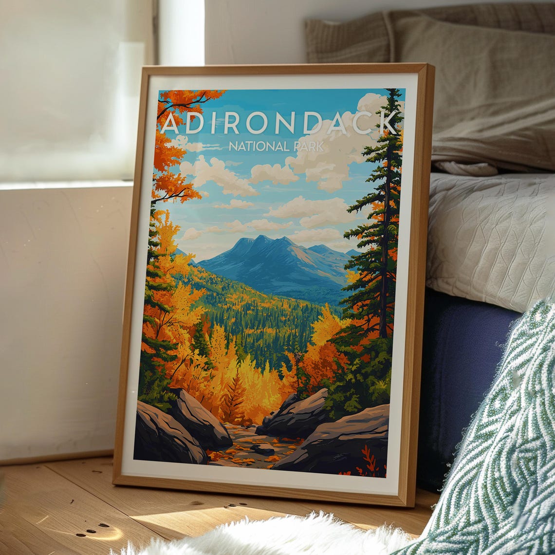 Adirondack National Park Autumn Mountain New York Fall Travel Poster - Image 3