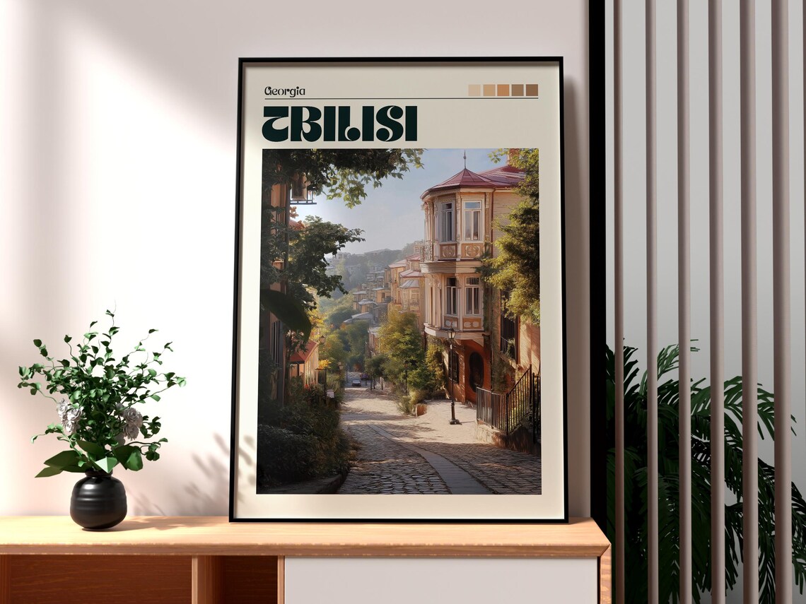 Tbilisi Georgia Old Town Hillside Street Sunlit Travel Poster