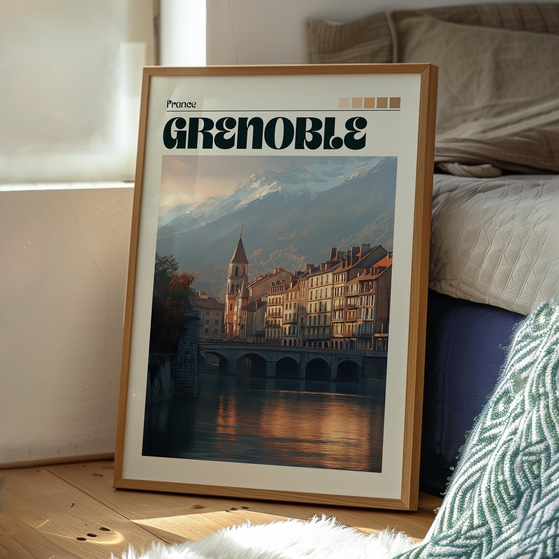 Grenoble France French Alps Mountain River View Travel Poster - Image 3