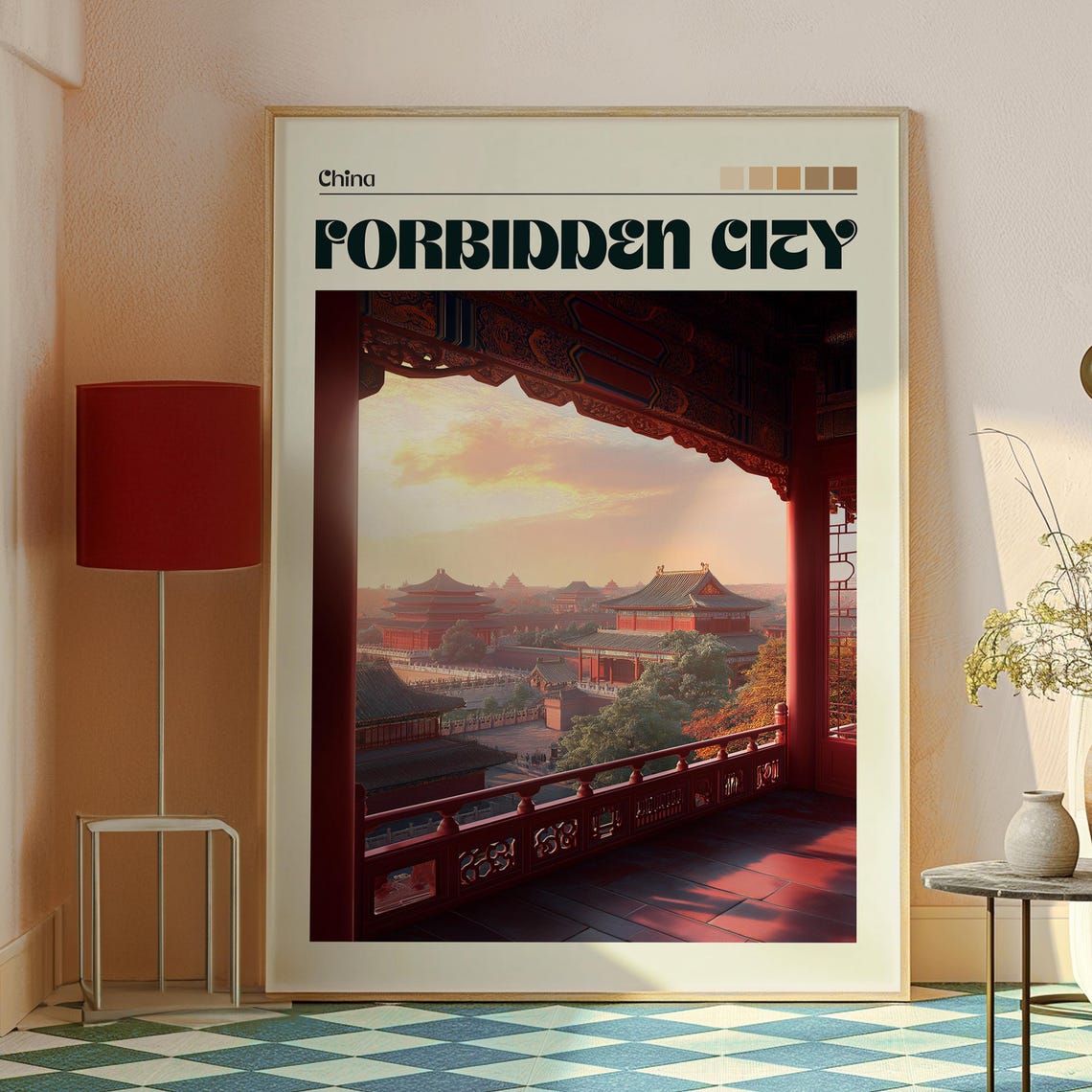 Forbidden City Beijing China Palace Rooftops Golden Hour Poster - Image 2