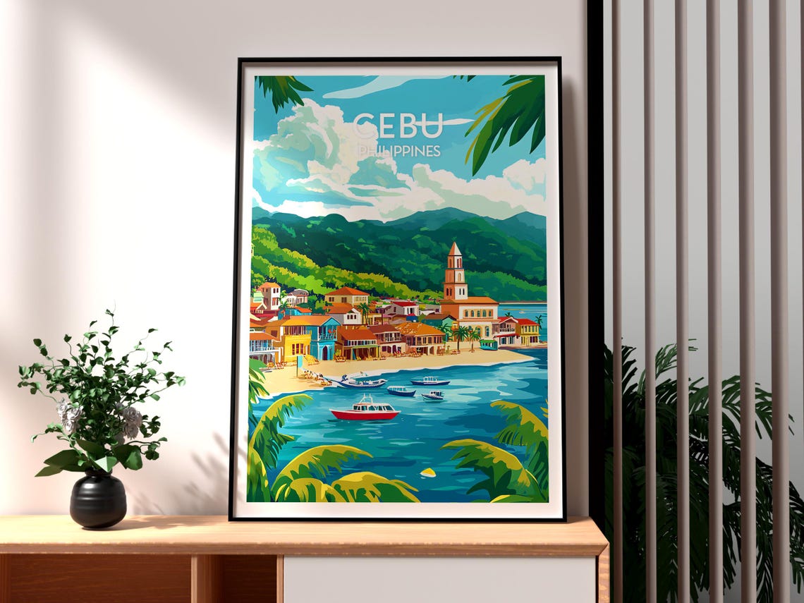 Cebu Philippines Historic Harbor Town Church Tower Coast Poster