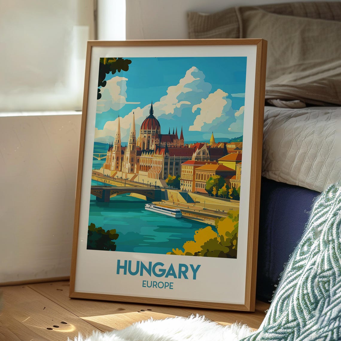 Hungary Budapest Parliament Building Along Danube River Poster - Image 3