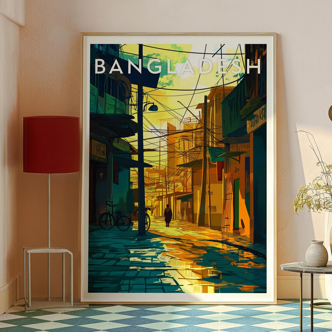 Bangladesh Moody Old Town Alley Sunset Street Scene Travel Poster - Image 2