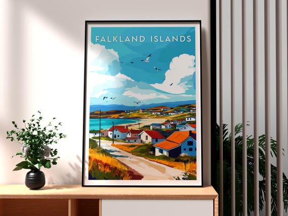 Falkland Islands Islas Malvinas Travel Poster, Sea Lion
