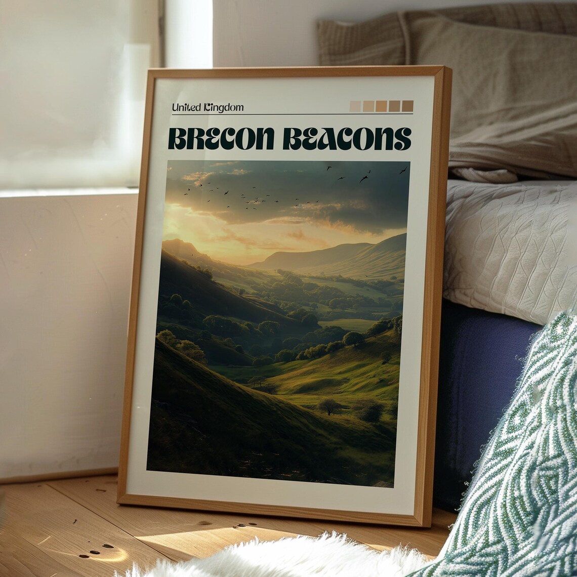 Brecon Beacons Wales Sunset Valley Photo Style Travel Art Poster - Image 3