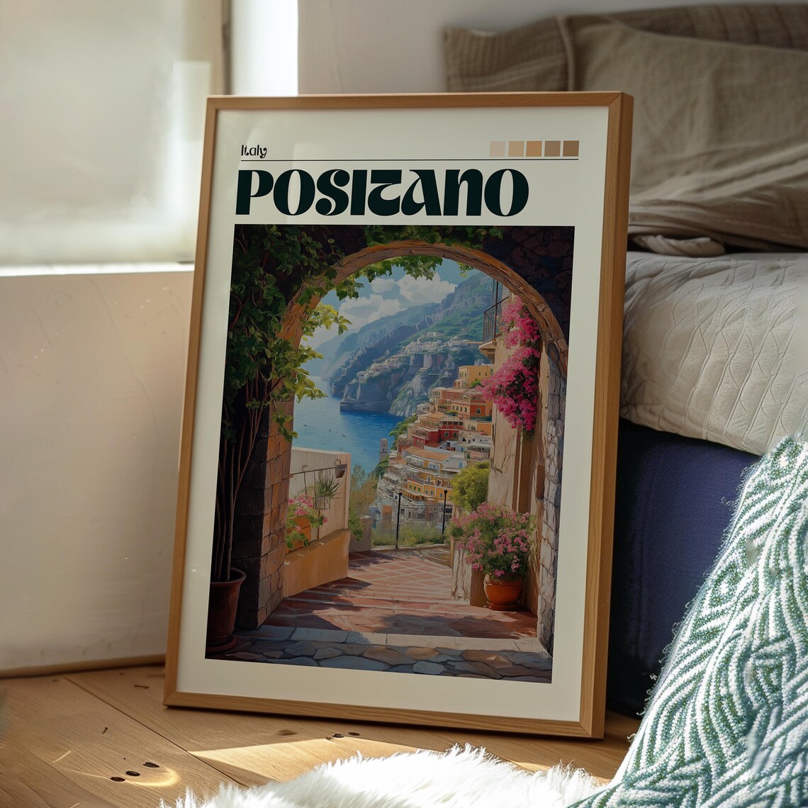 Positano Italy Amalfi Coast Archway Seaside Retro Travel Poster - Image 3