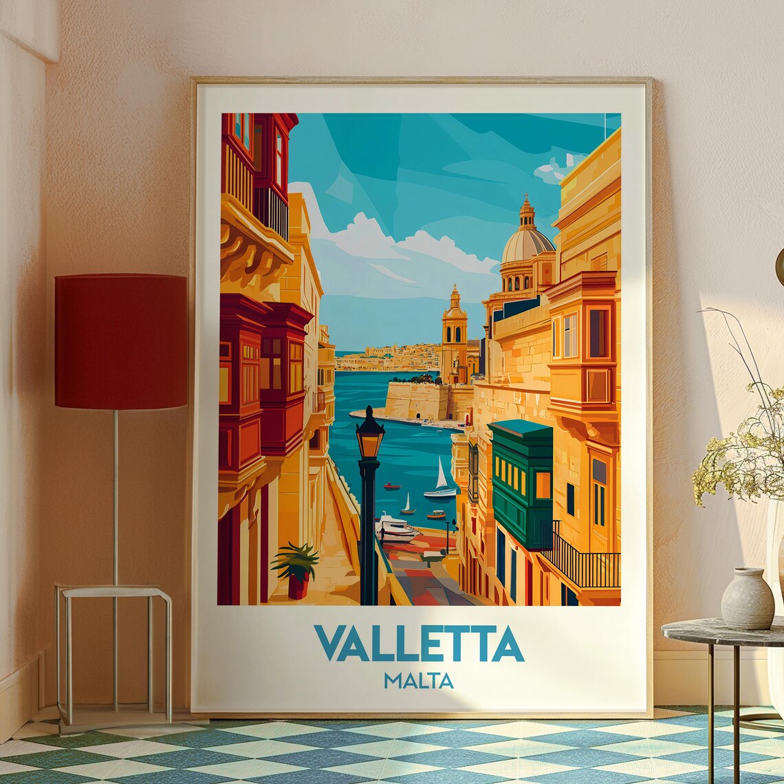Valletta Malta Grand Harbour Street Historic Waterfront Poster - Image 2