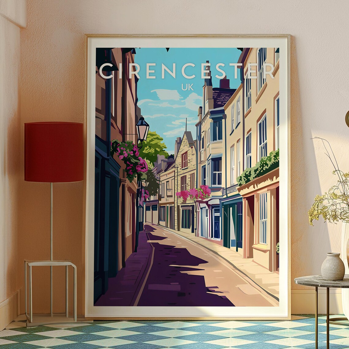 Cirencester UK Charming Cotswolds Market Town Street Flowers Poster - Image 2