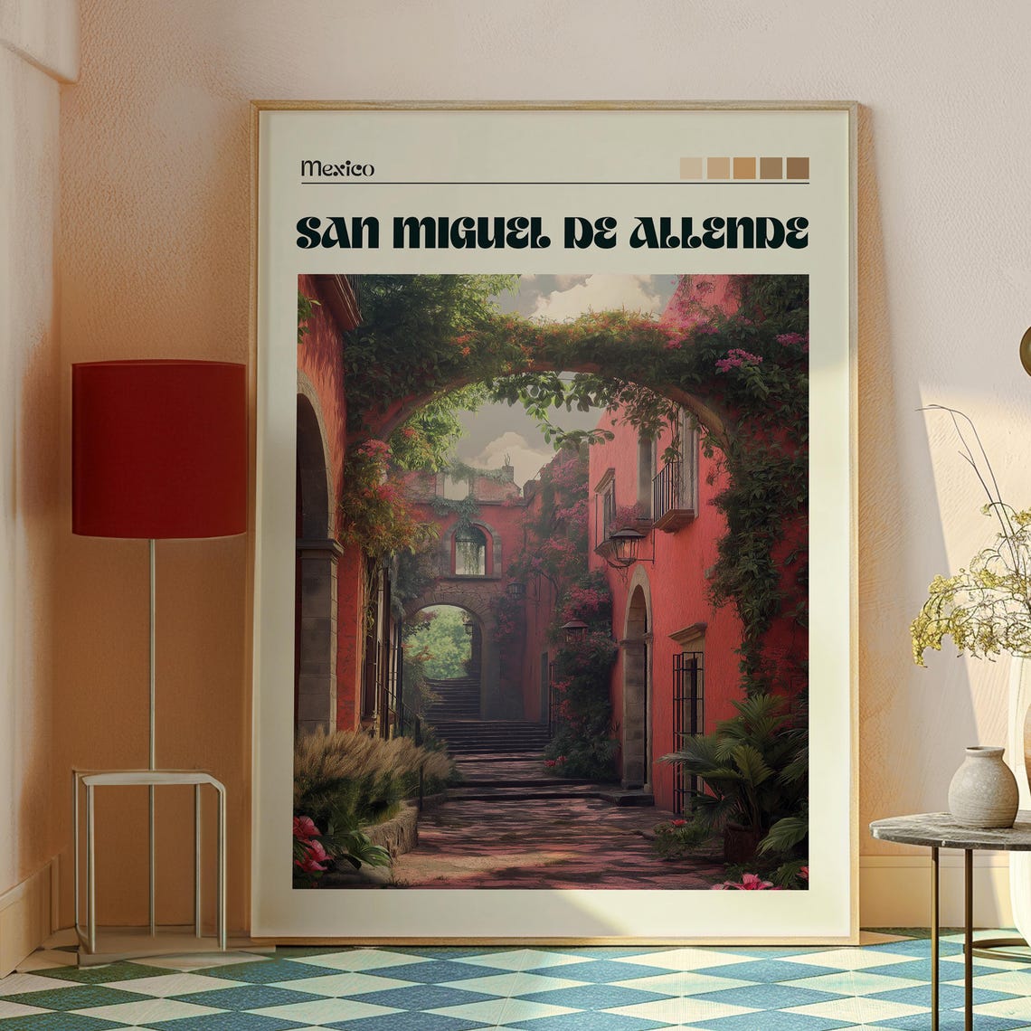 San Miguel de Allende Mexico Colonial Archway Vintage Travel Poster - Image 2