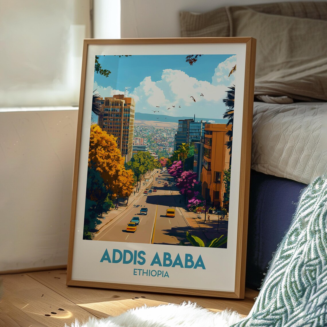 Addis Ababa Ethiopia Downtown Avenue Vintage Style Travel Poster - Image 2