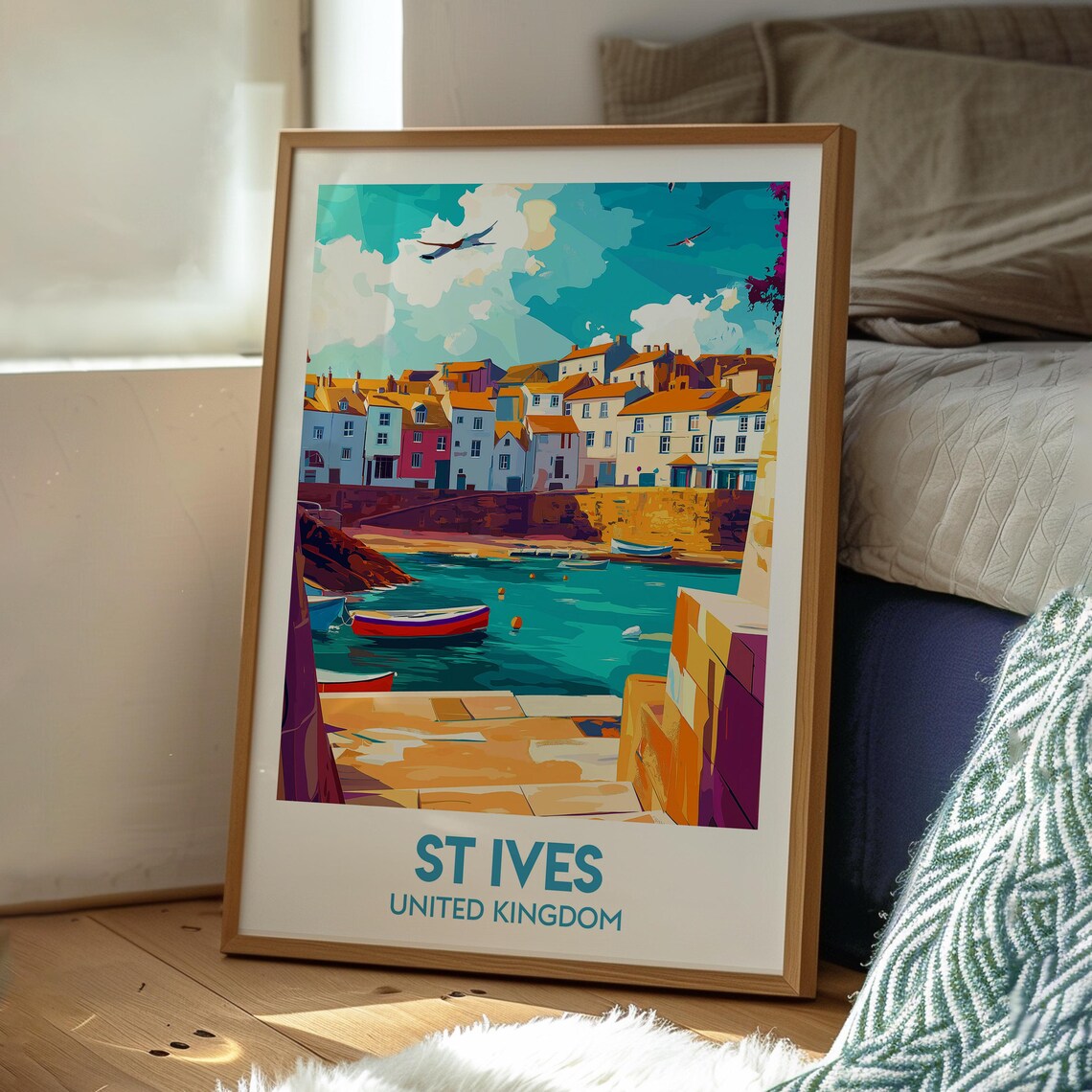 St Ives Cornwall Harbour Town Fishing Boats Coastal Travel Poster - Image 3
