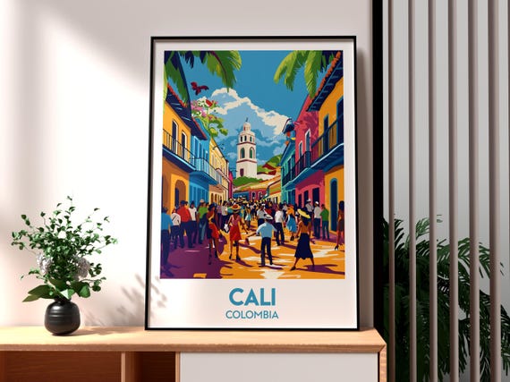 Santiago De Cali Poster Art Colombia Travel Print Wall Backpacking South America