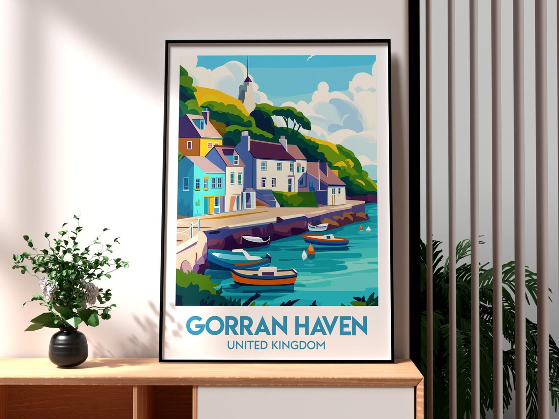 Gorran Haven Cornwall Fishing Village Harbor Boats Travel Poster
