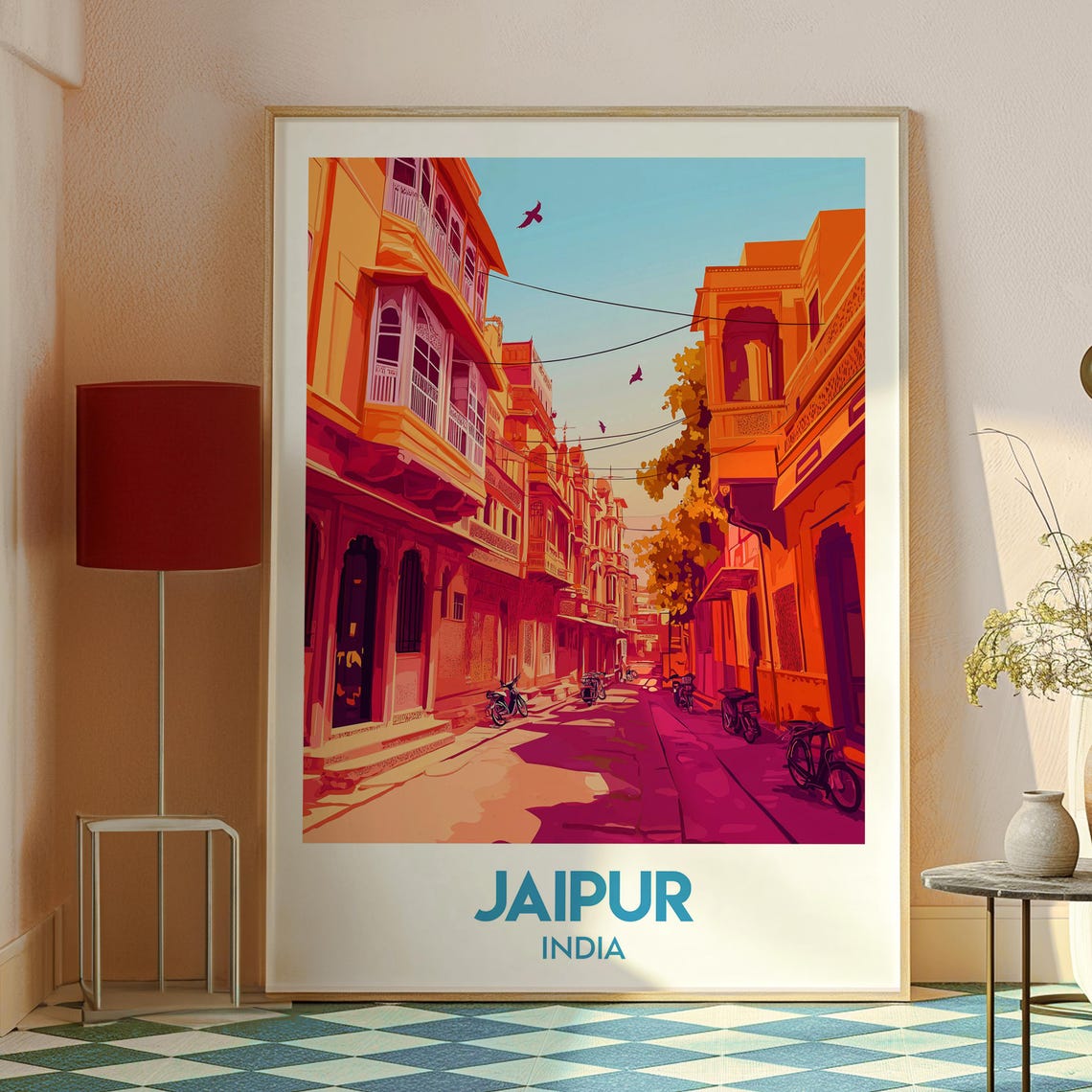 Jaipur India Pink City Old Street Architecture Sunset Poster - Image 2