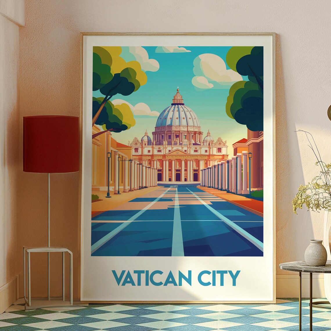 Vatican City St Peters Basilica Dome Classic Landmark Travel Poster - Image 2