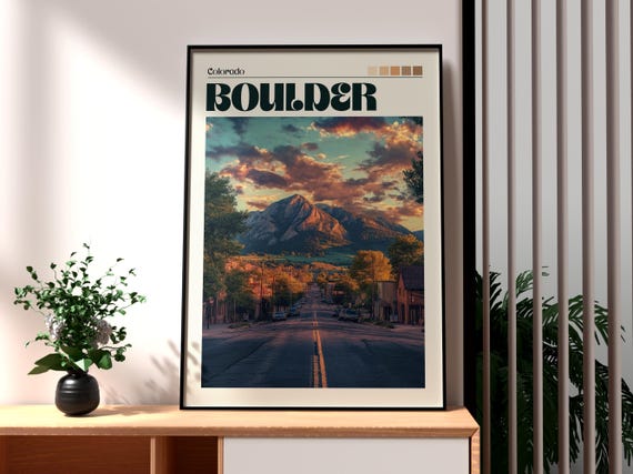 Boulder Poster Colorado Skiing Art Usa Wall Mountains