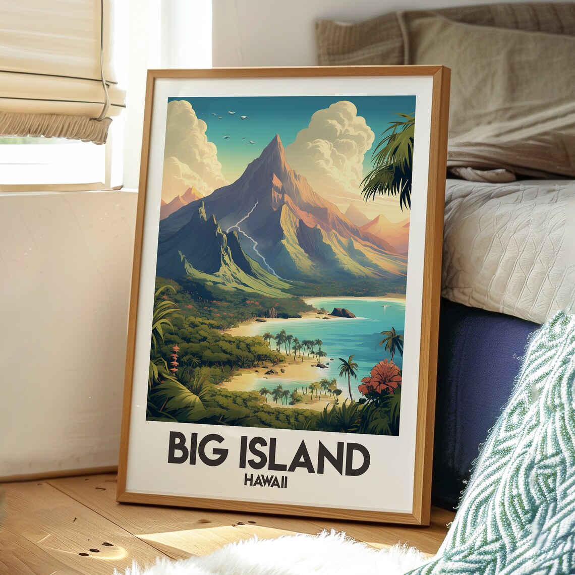 Big Island Hawaii Volcano Beach Palms Tropical Island Travel Poster - Image 3