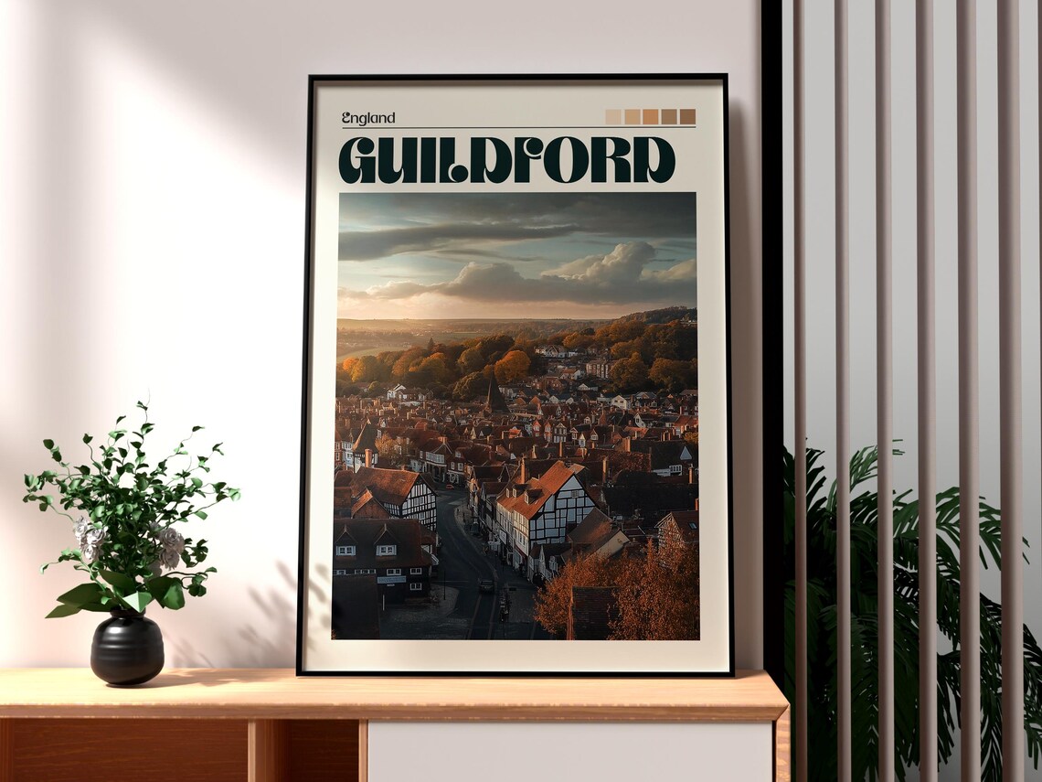 Guildford England Historic Surrey Market Town Autumn Sunset Poster