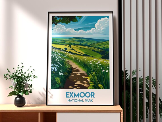 Exmoor National Park Green Rolling Hills Wildflower Path Poster