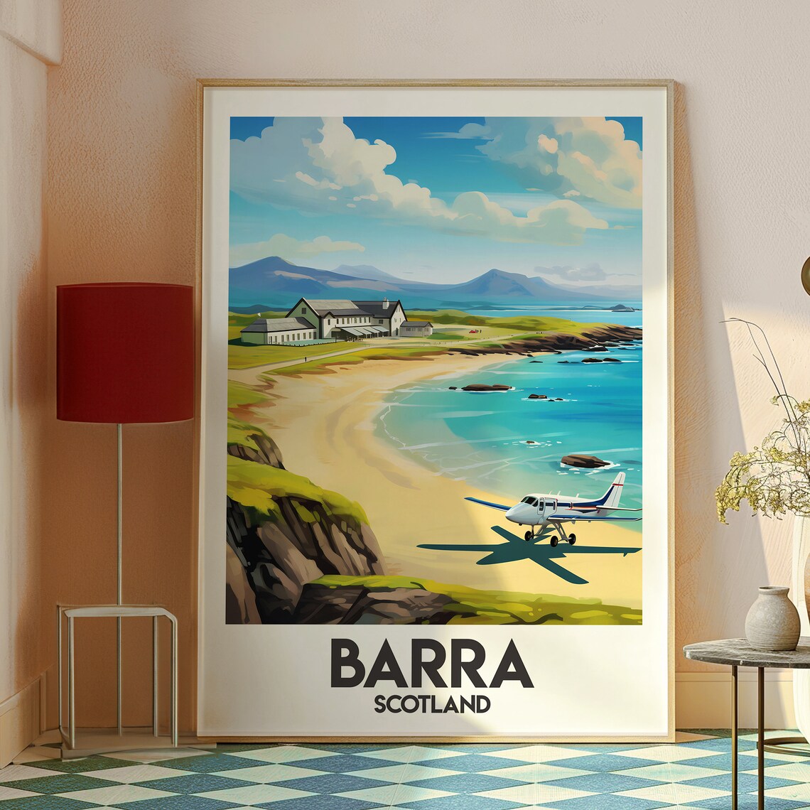 Barra Scotland Beach Airport Island Turquoise Bay Travel Poster - Image 2