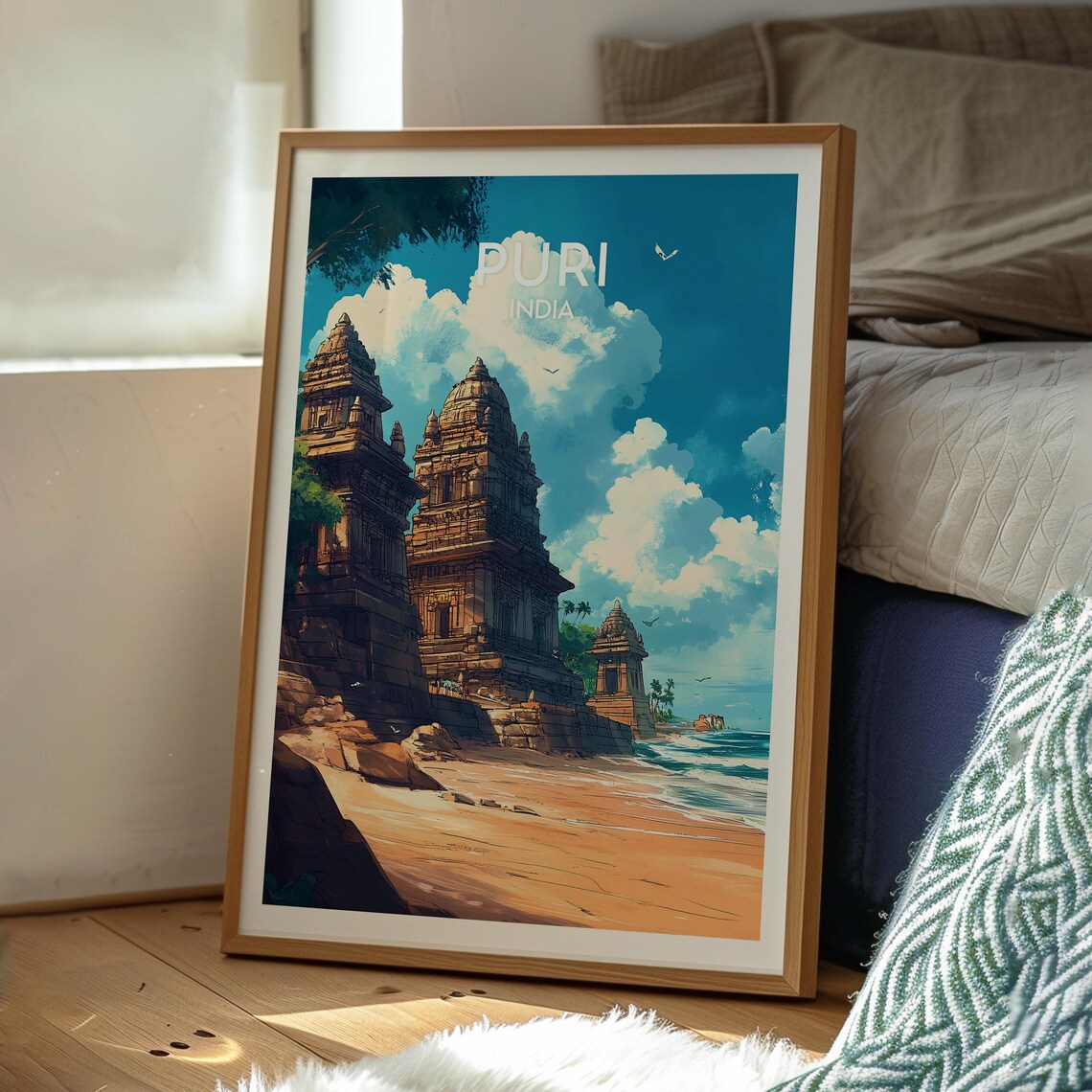 Puri India Sacred Ancient Temple Beach Coast Odisha Travel Poster - Image 3