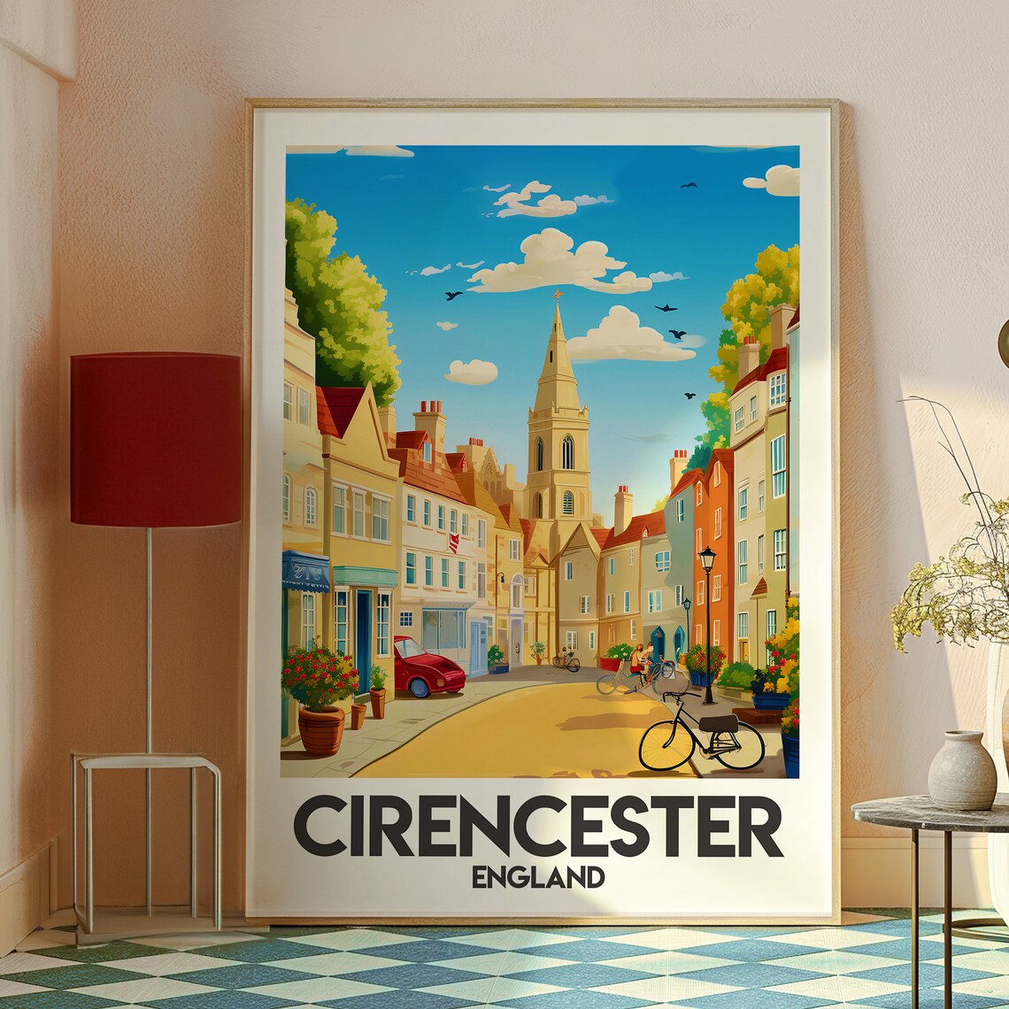 Cirencester England Cotswolds Market Town Church Street Travel Poster - Image 2