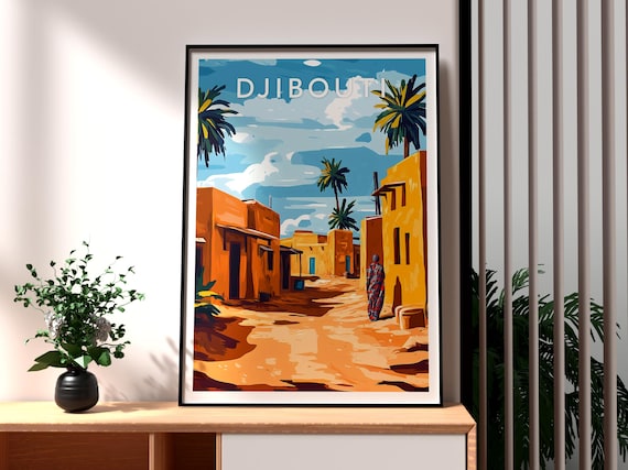 Djibouti Travel Poster, Africa City Wall Art
