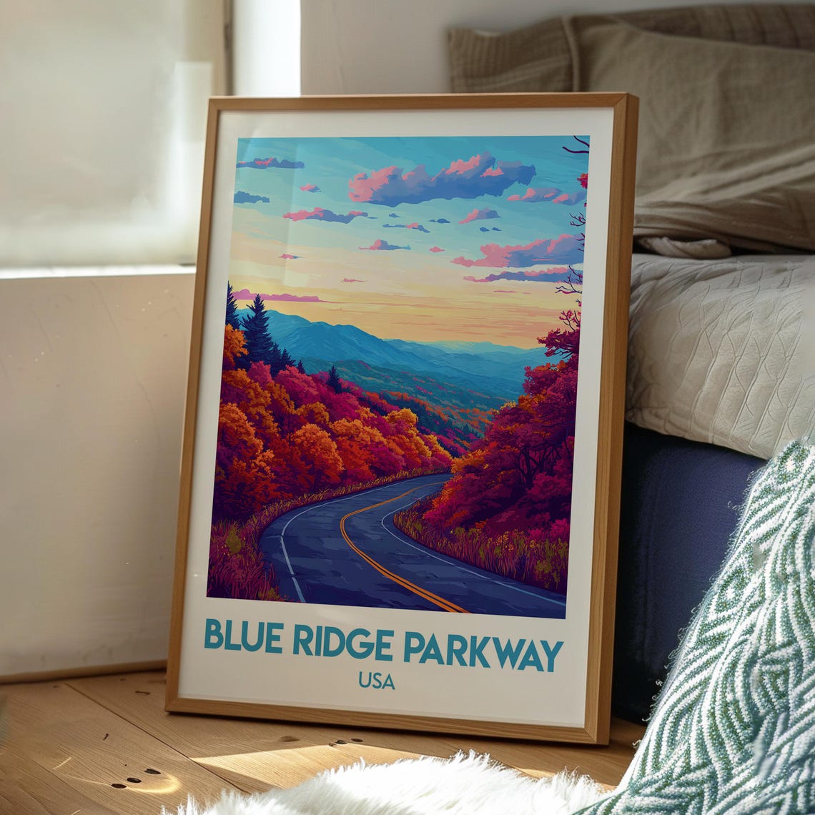 Blue Ridge Parkway USA Autumn Road Mountain Drive Travel Poster - Image 3