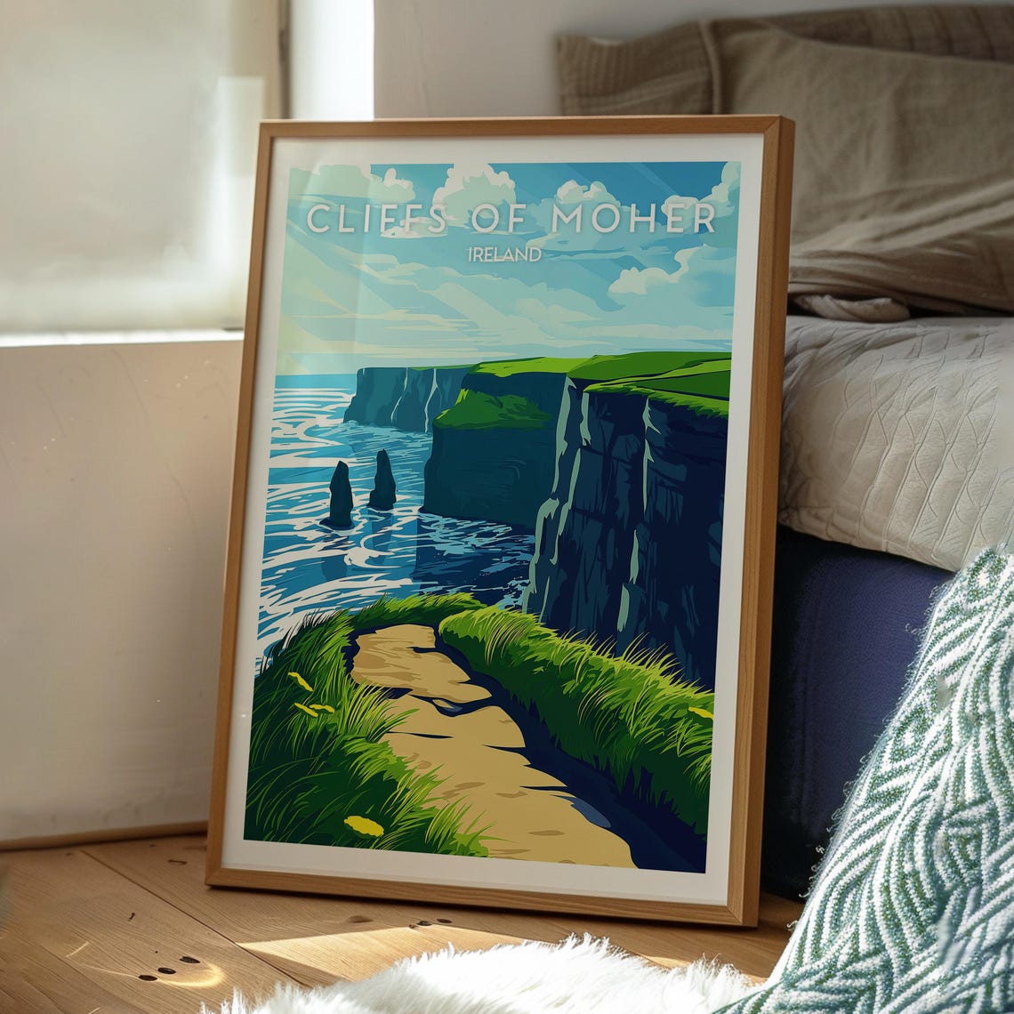 Cliffs of Moher Ireland Sea Cliffs Coastal Trail Travel Poster - Image 3