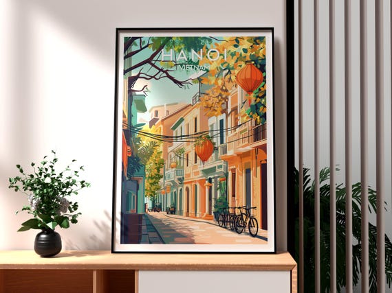 Hanoi Print Vietnam Wall Art Poster Travel Backpacking North Old Quarter