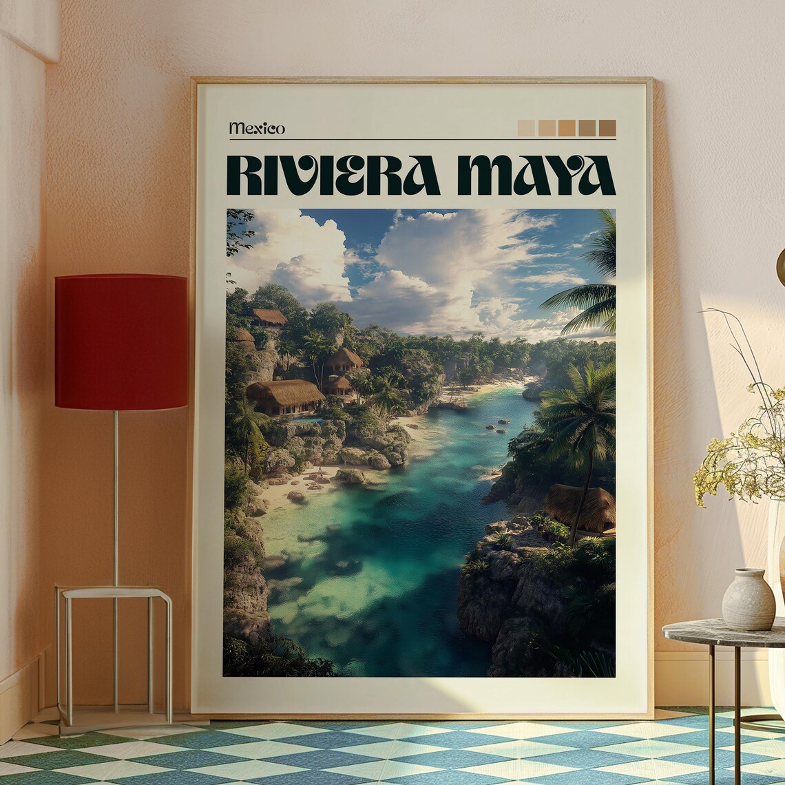 Riviera Maya Mexico Turquoise Cove Jungle Scenic Travel Poster - Image 2