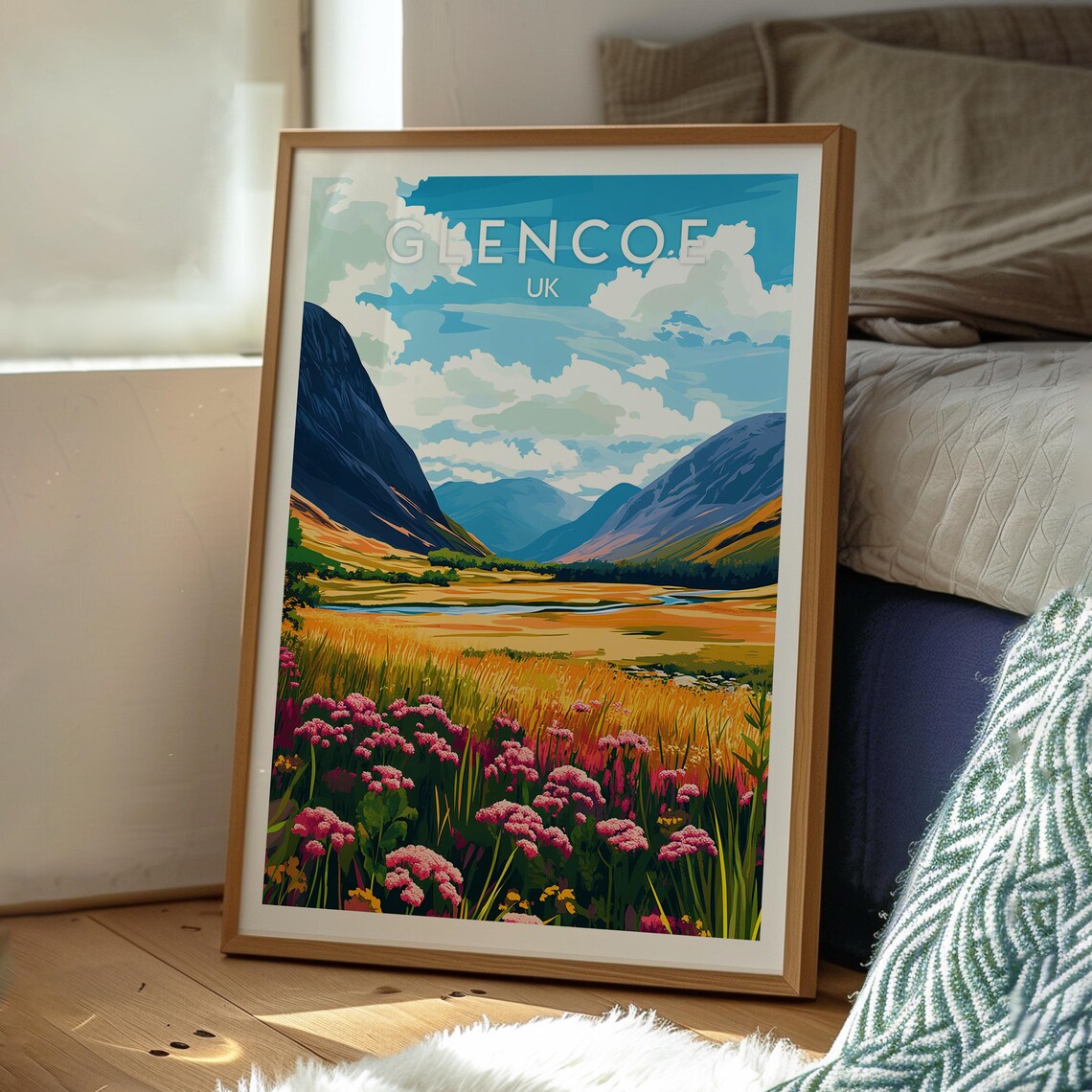 Glencoe Scotland Mountain Valley Wildflowers Highlands Poster - Image 3