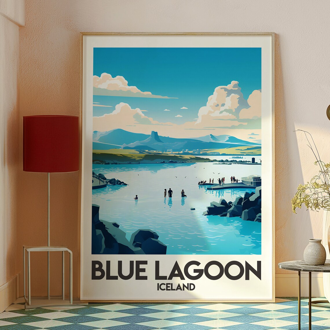 Blue Lagoon Iceland Geothermal Spa Illustration Travel Poster - Image 2
