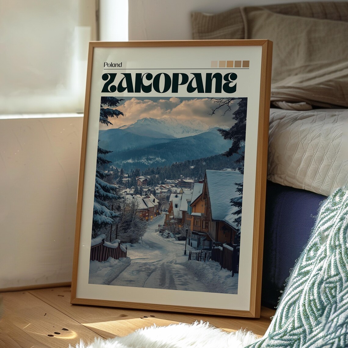 Zakopane Poland Tatra Mountains Snowy Winter Village Travel Poster - Image 3