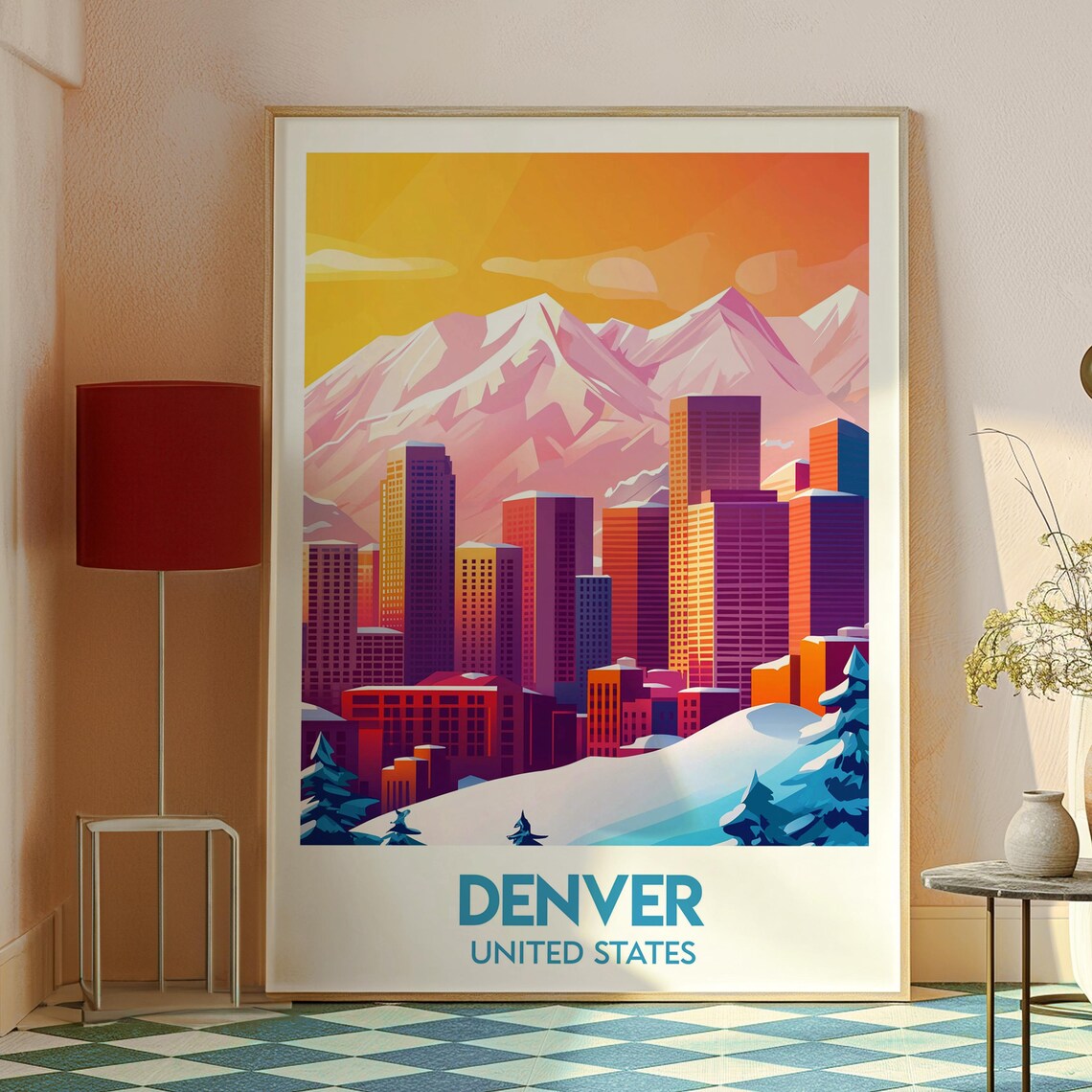Denver United States Skyline Rocky Mountains Sunset Travel Poster - Image 2