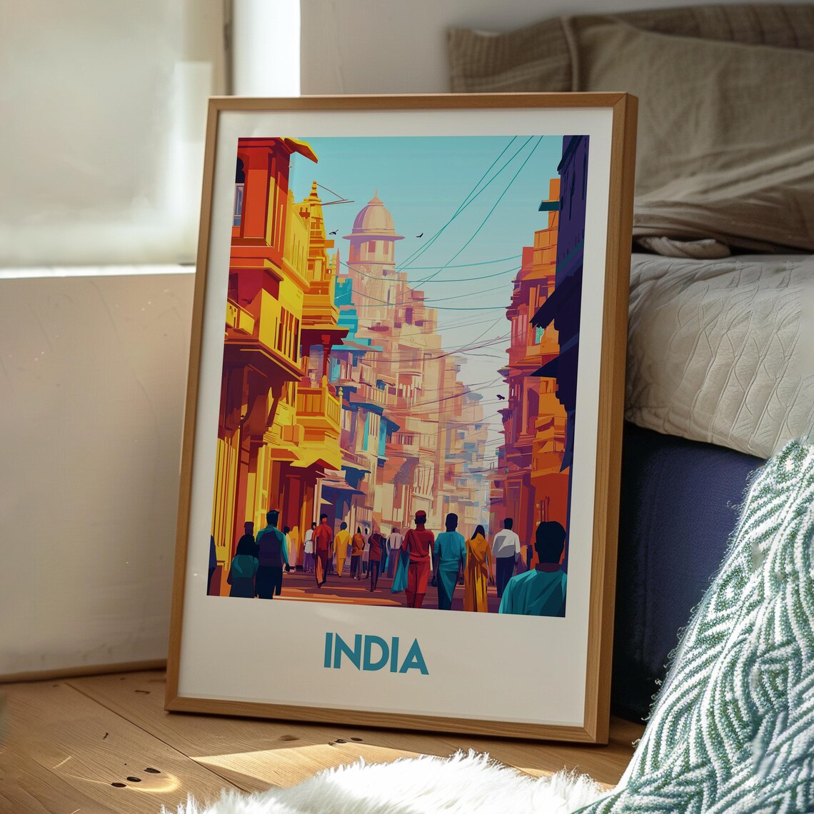 India Old City Street Historic Architecture Colorful Art Poster - Image 3