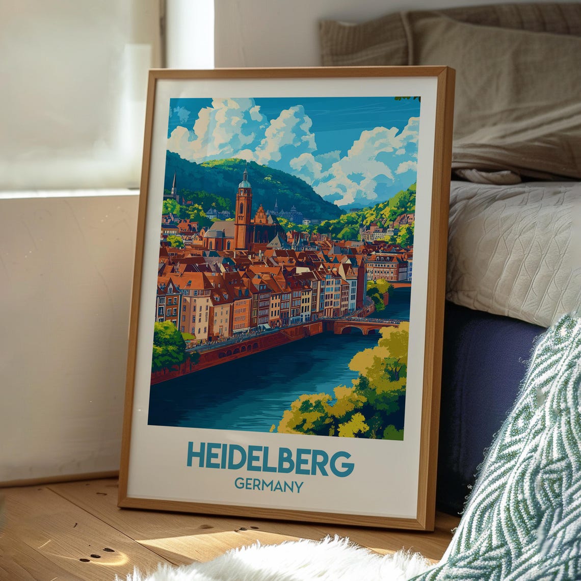 Heidelberg Travel Poster, Germany Neckar River - Image 3