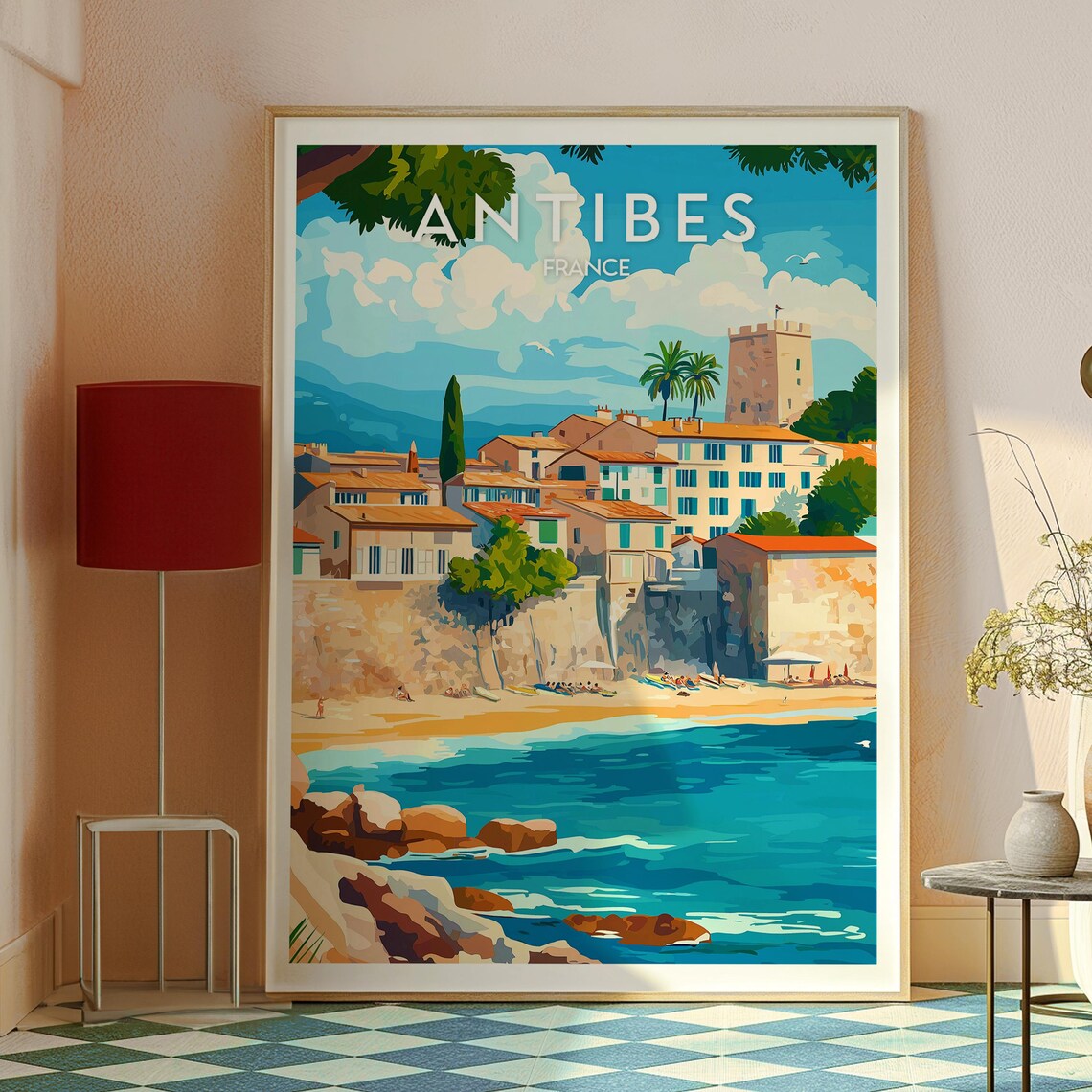 Antibes France French Riviera Old Town Coastal Retro Travel Poster - Image 2