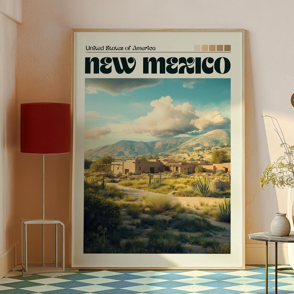 New Mexico USA Desert Adobe Mountains Southwest Scenic Travel Poster - Image 2