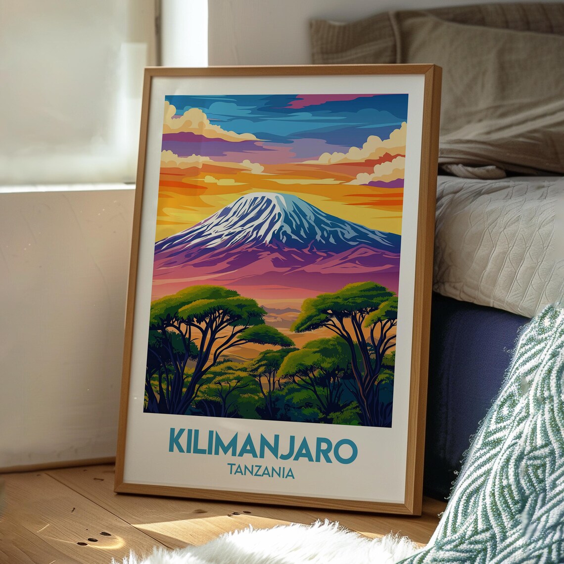 Kilimanjaro Tanzania Snow Capped Peak Safari Sunset Landscape Poster - Image 3