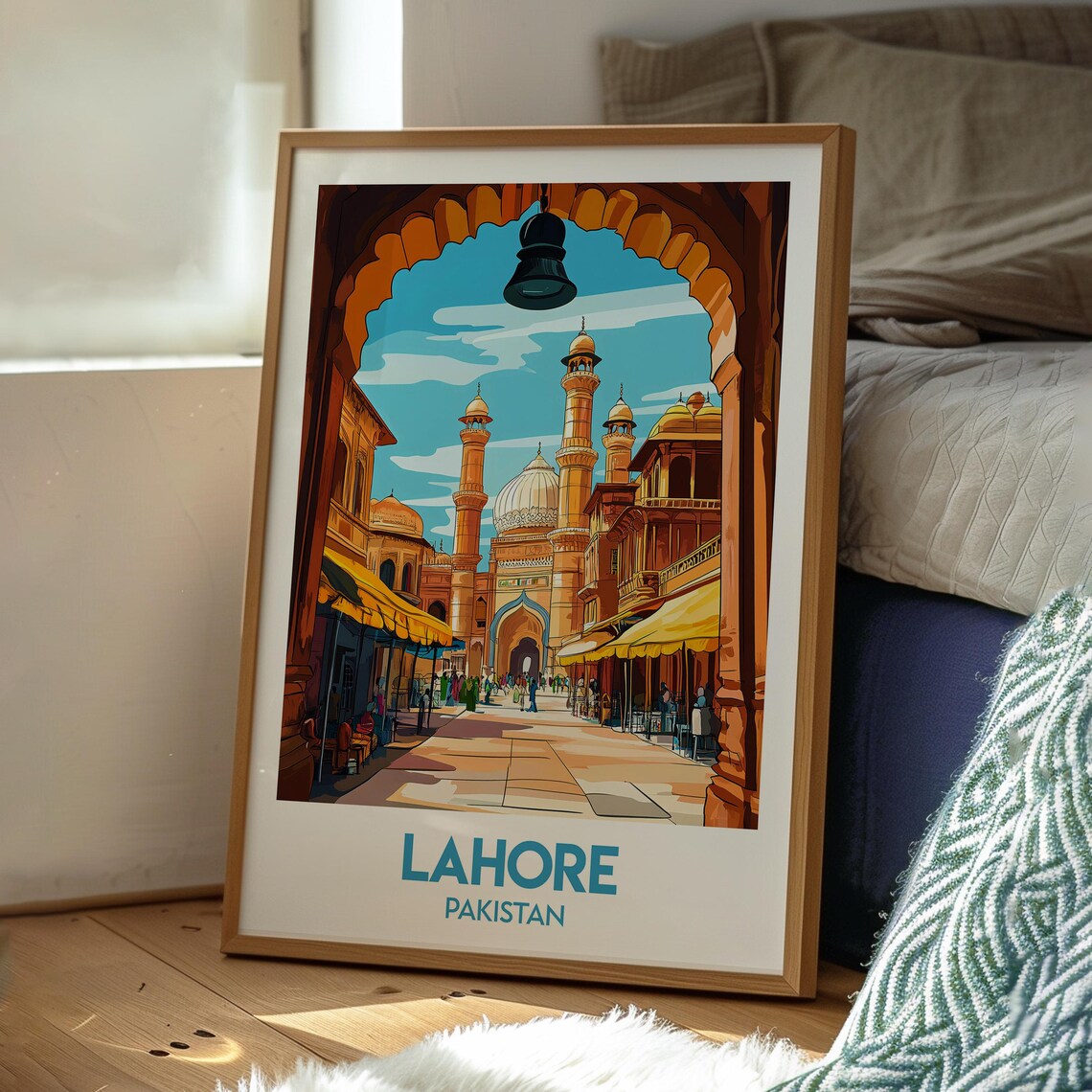 Lahore Pakistan Mosque Minarets Old City Vintage Travel Poster - Image 3