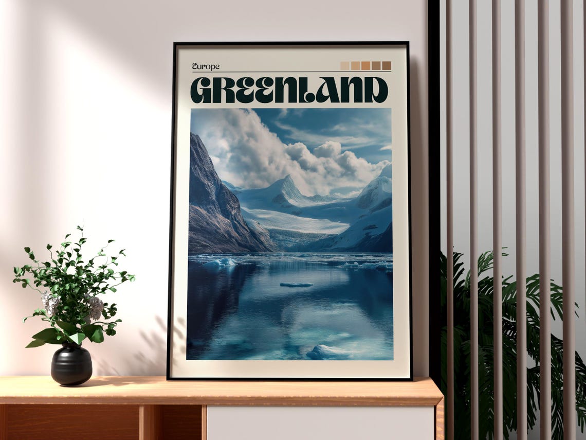 Greenland Arctic Glacier Fjord Dramatic Blue Landscape Poster