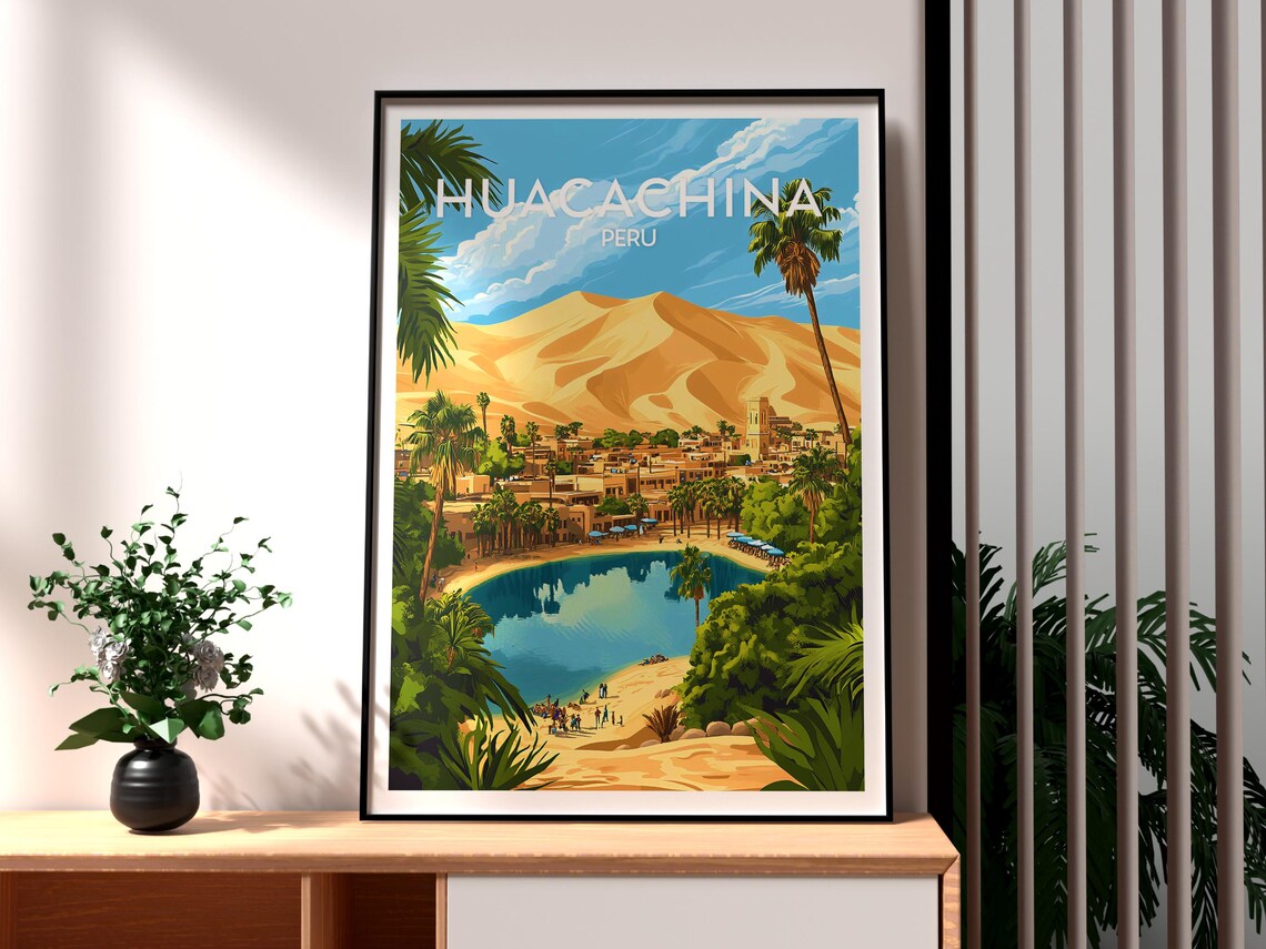 Huacachina Peru Desert Oasis Lagoon With Sand Dunes Travel Poster - Image 3