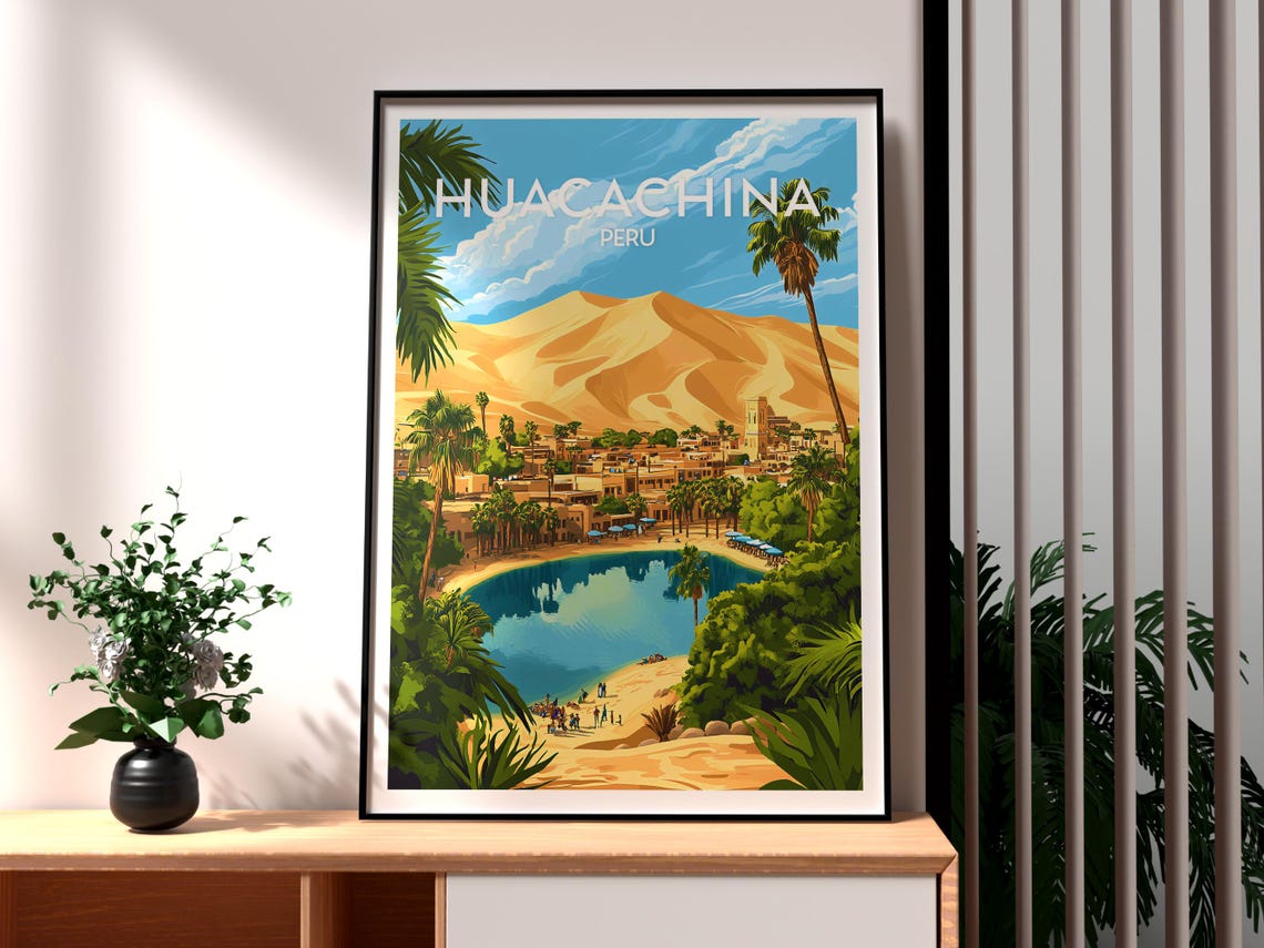 Huacachina Poster Art Peru Travel Print Wall Backpacking South America - Image 3