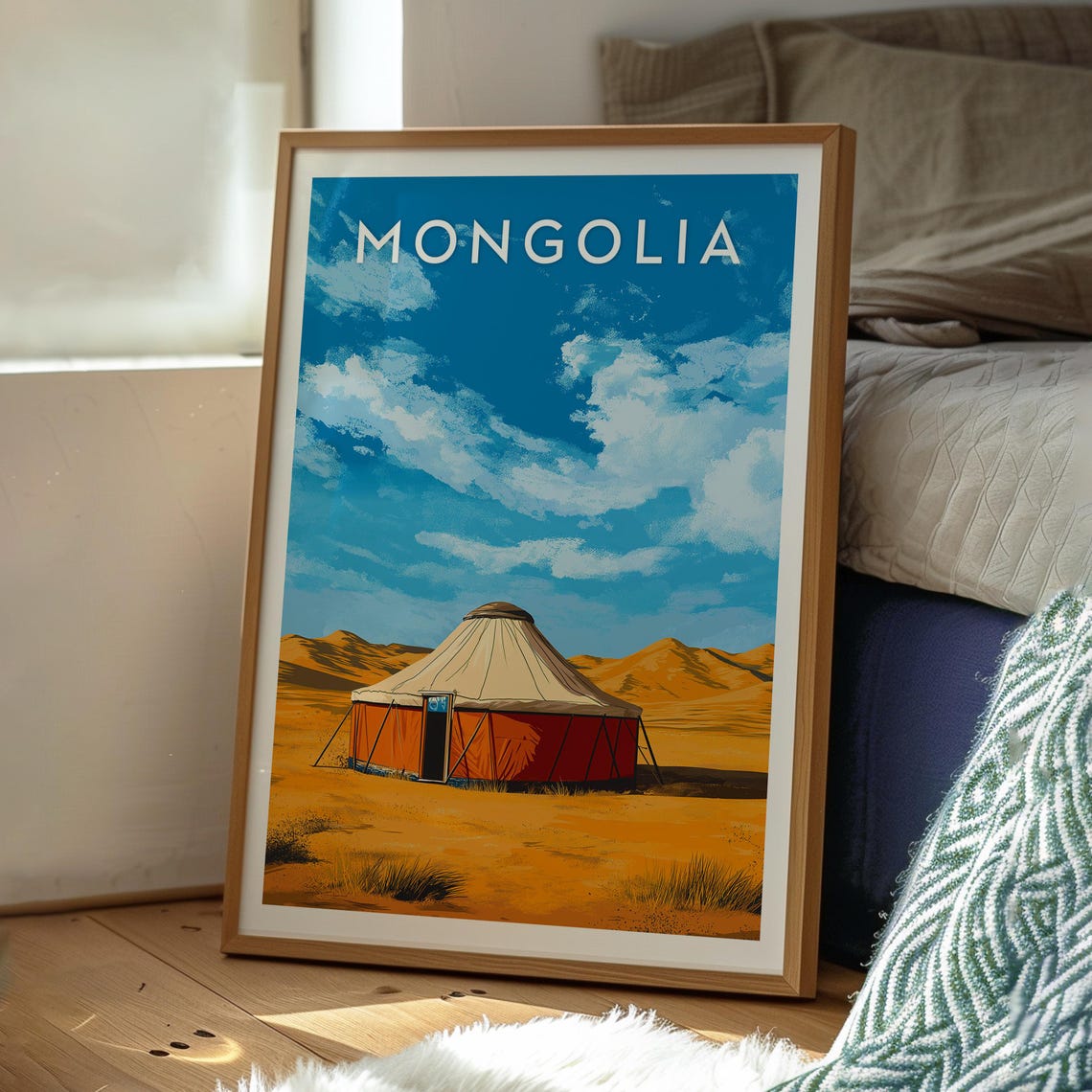 Mongolia Traditional Ger Vast Sky Grassland Nomad Travel Poster - Image 3