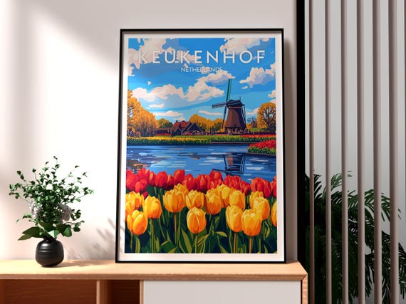 Keukenhof, Netherlands Travel Poster, Holland Gardens